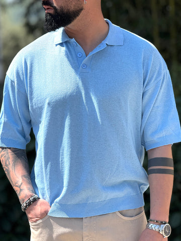 Polo  oversize celeste cropped new job brand