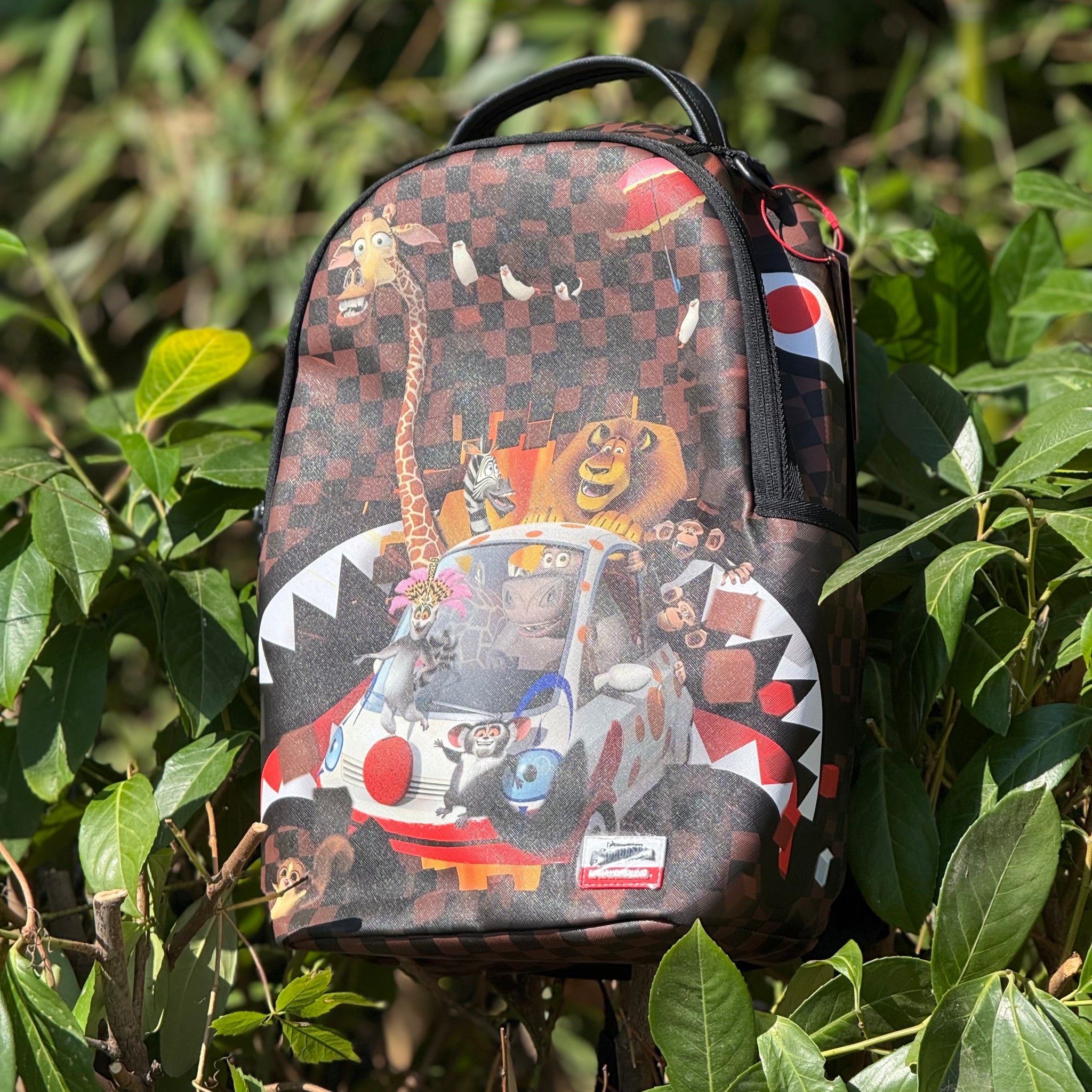 Zaino Sprayground marrone Madagascar checker smash dlxsv backpack