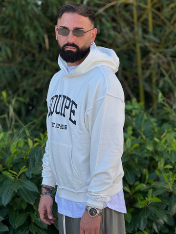 Felpa oversize  cappuccio equipe bianco latte new job brand