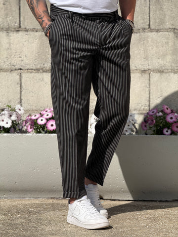 Pantalone maiori gessato nero   147 frains