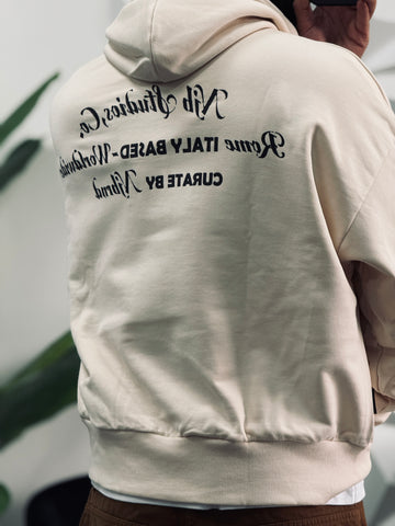 Felpa oversize cappuccio  avorio logo new job brand