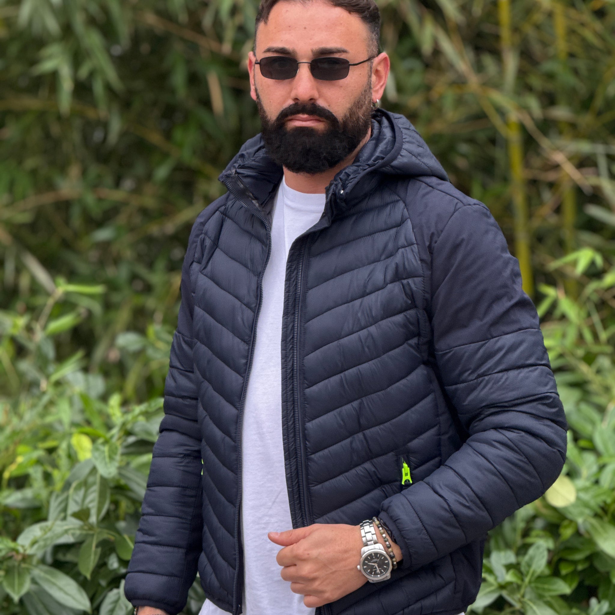 Bomberino 2 guy blu cappuccio in piuma d’ oca