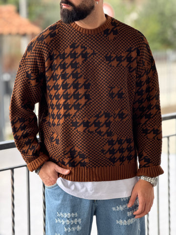Pullover oversize asimmetrico ruggine/nero   new job brand