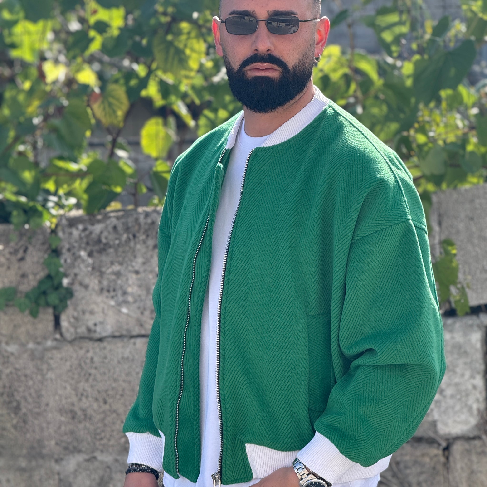 Jacket oversize dromedario verde New Job Brand
