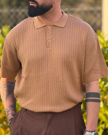 Polo in filo camel new job brand