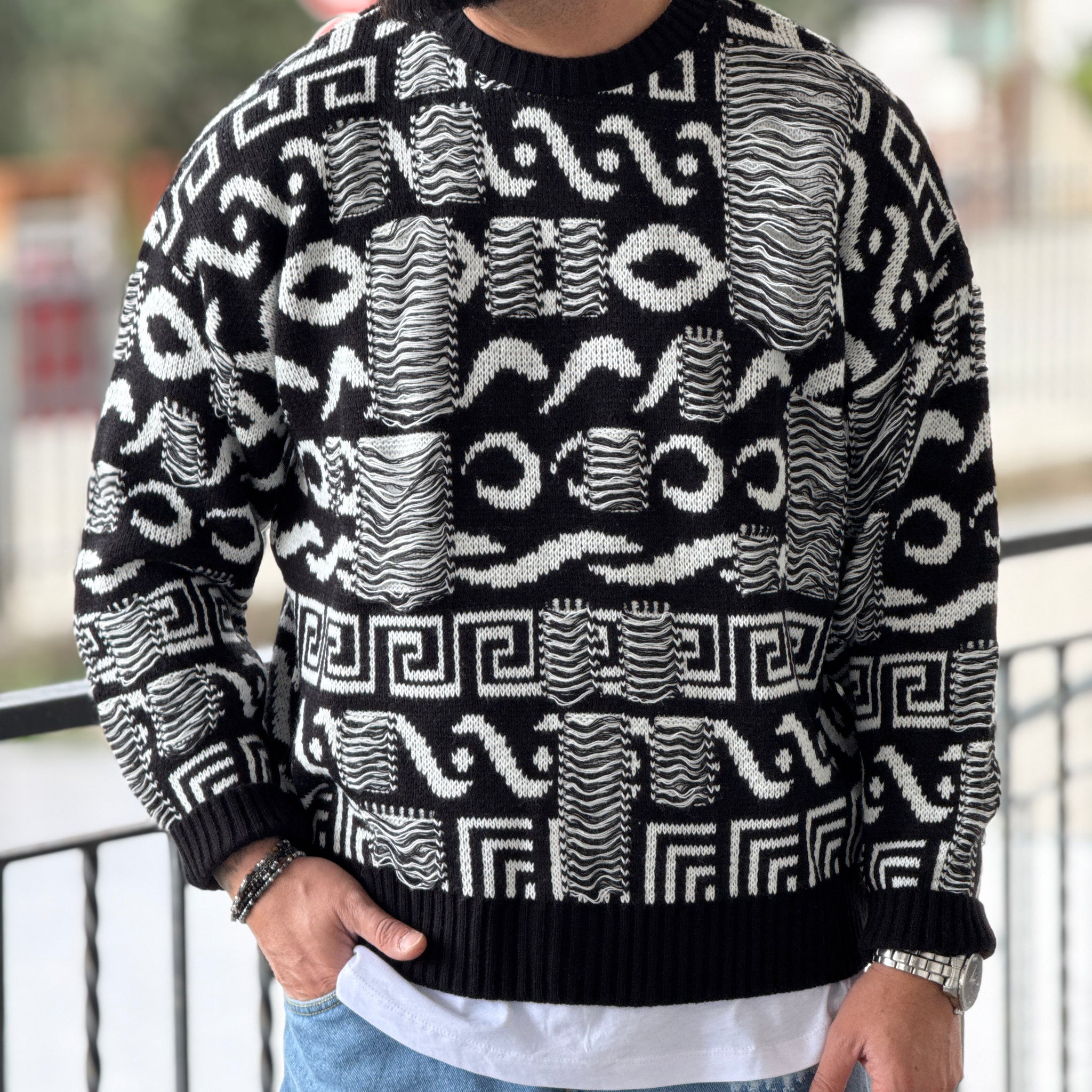 Pullover oversize bianco/nero   new job brand