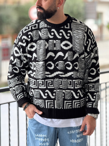 Pullover oversize bianco/nero   new job brand