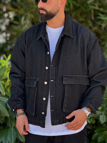 Jacket jeans cargo nero New Job brand
