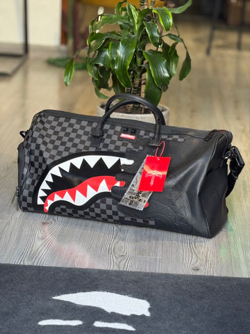 Borsone Sprayground nero unfinished shark large duffle