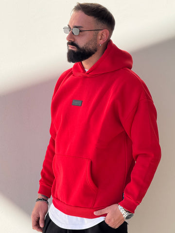 Felpa cappuccio patch rossa new job brand