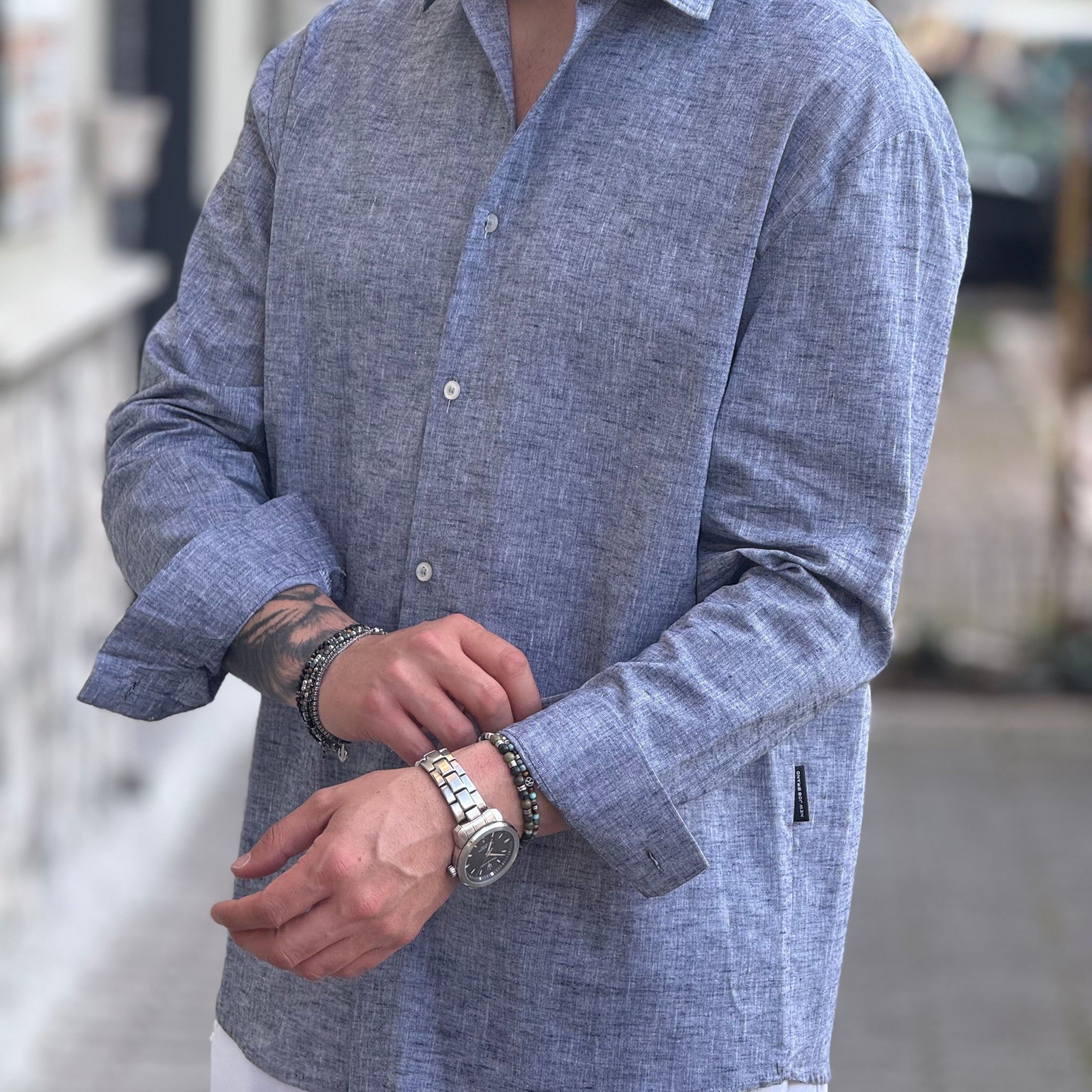 Camicia Delavata  Blu New Job Brand