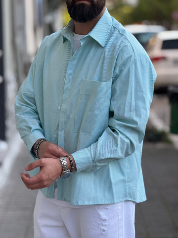 CAMICIA RIGATA IN VERDE ACQUA NEW JOB BRAND