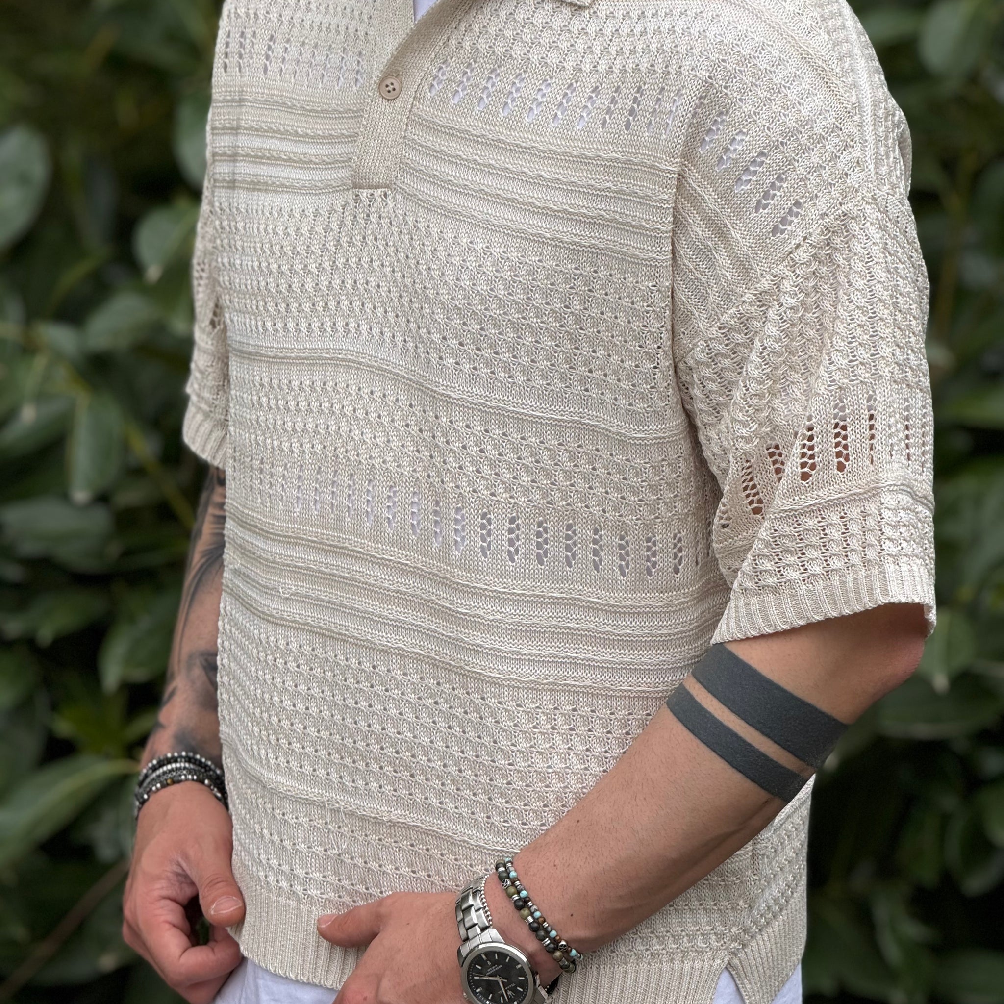 POLO OVERSIZE FORATA BEIGE NEW JOB BRAND