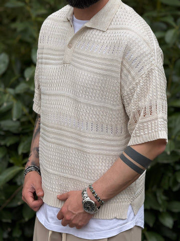 POLO OVERSIZE FORATA BEIGE NEW JOB BRAND