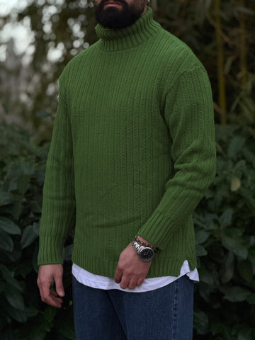Pullover collo alto log fit verde  new job brand