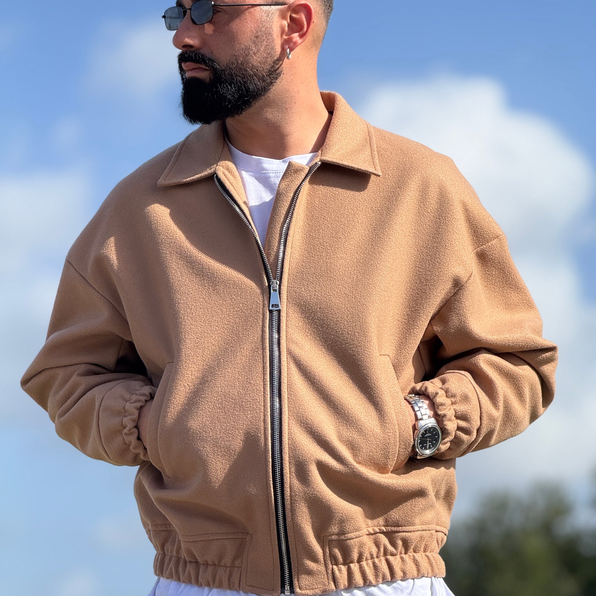 Giubbino in panno  camel over new job brand