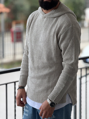 Pullover oversize cappuccio ghiaccio  new job brand