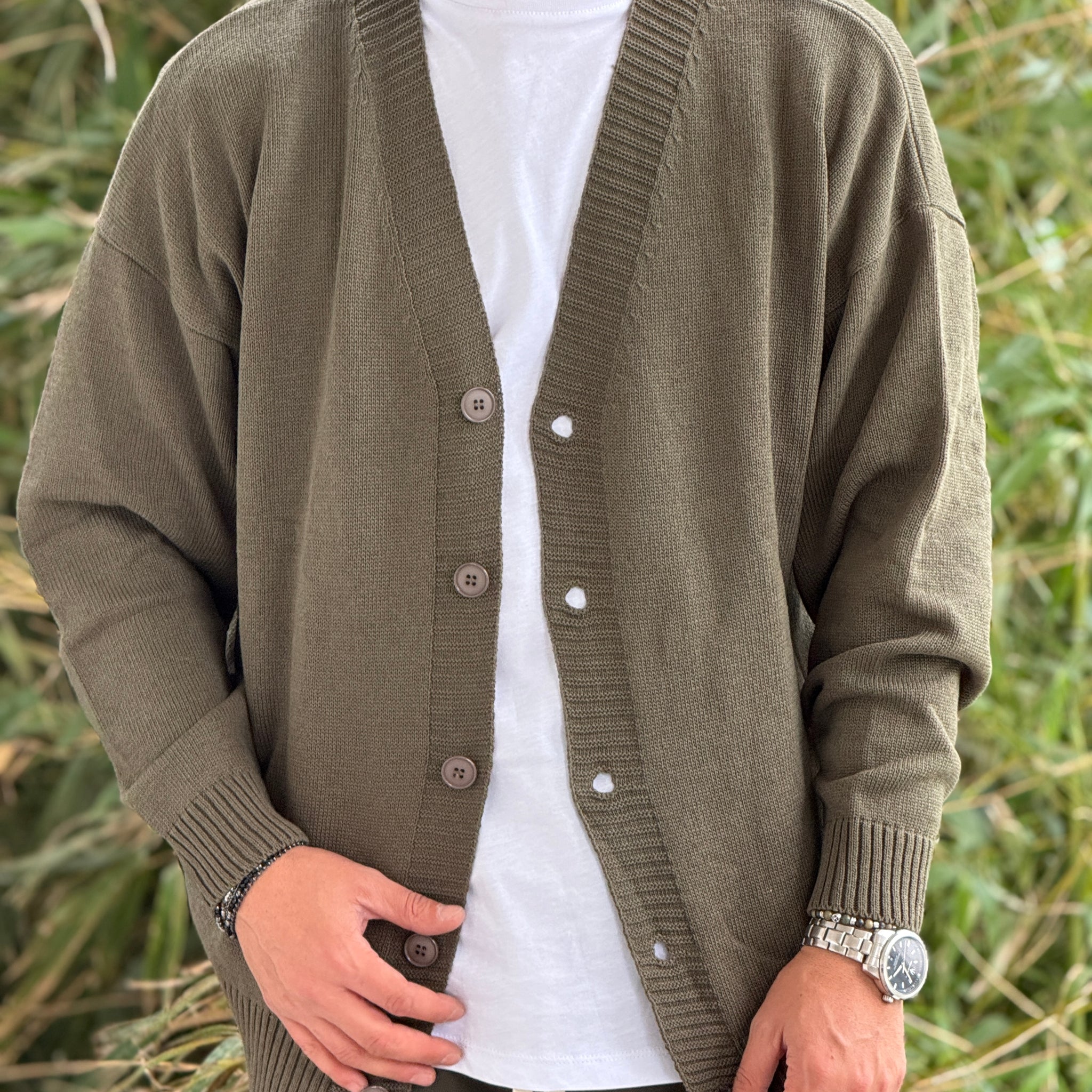 Cardigan Over verde militare New Job Brand