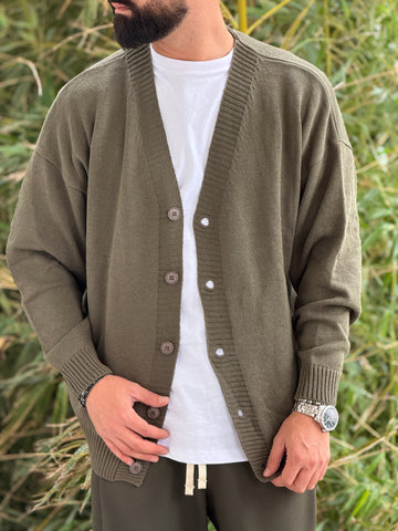 Cardigan Over verde militare New Job Brand