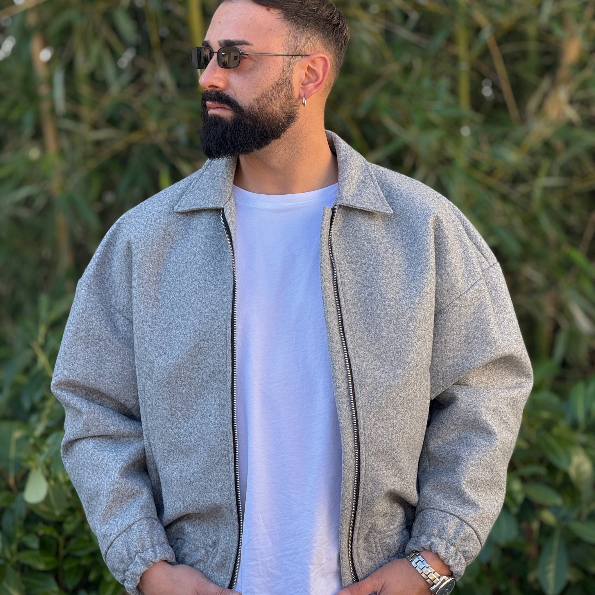 Giubbino in panno  grigio over new job brand