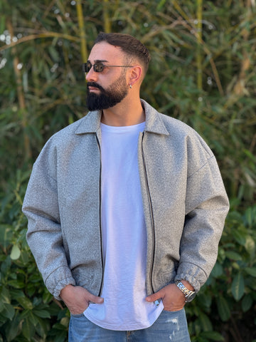 Giubbino in panno  grigio over new job brand