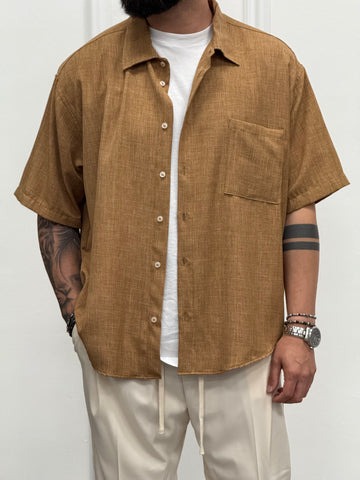 CAMICIA OVERSIZE TABACCO FIAMMATO  NEW JOB BRAND