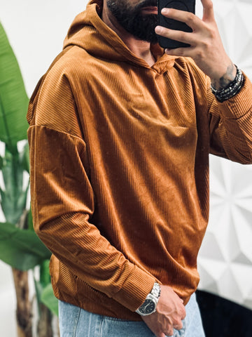 Felpa VELVET oversize cappuccio  RUGGINE new job brand
