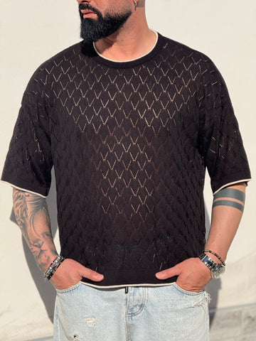 Shirt over in filo cropped nero new job brand