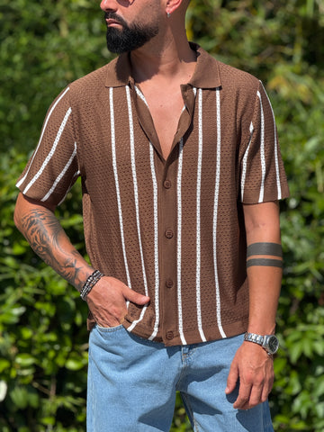 Camicia traforata moro rigata New Job Brand