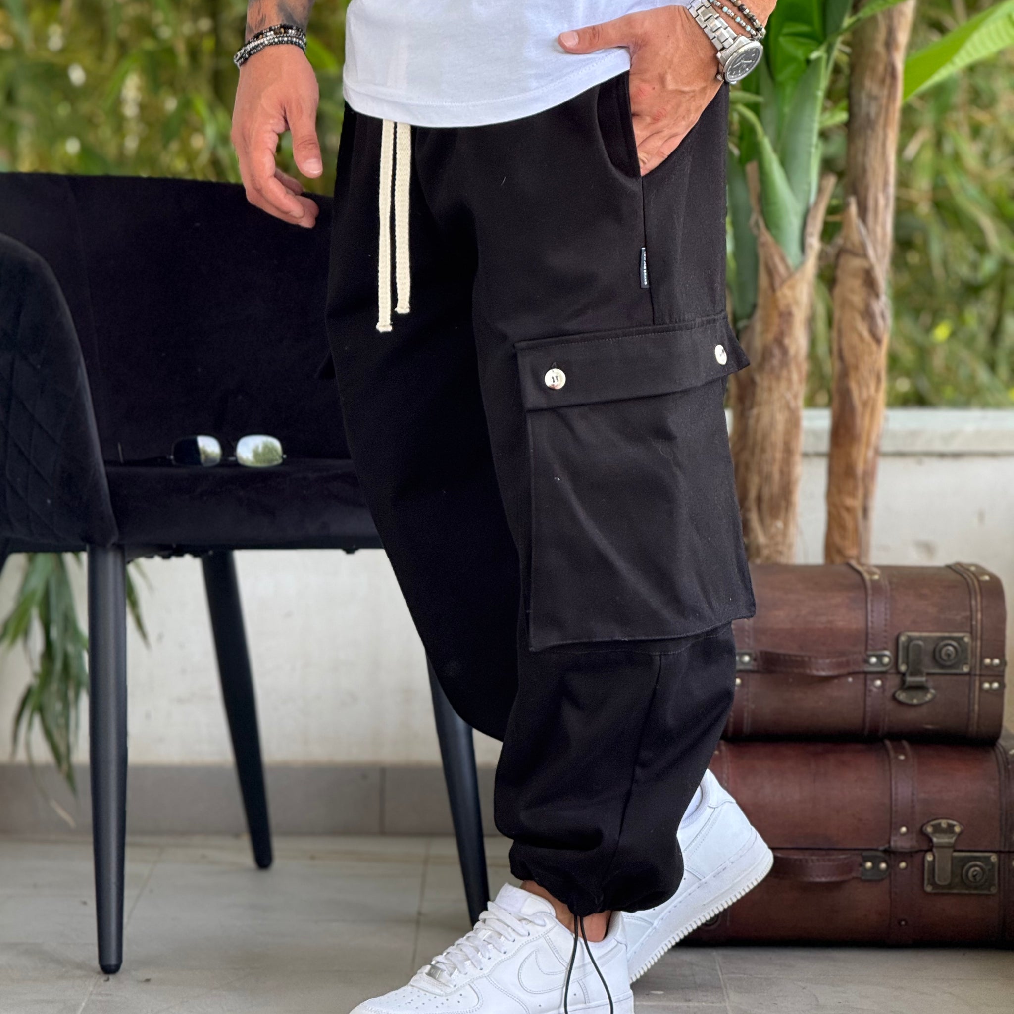 Pantalaccio cargo regolabile nero new job brand