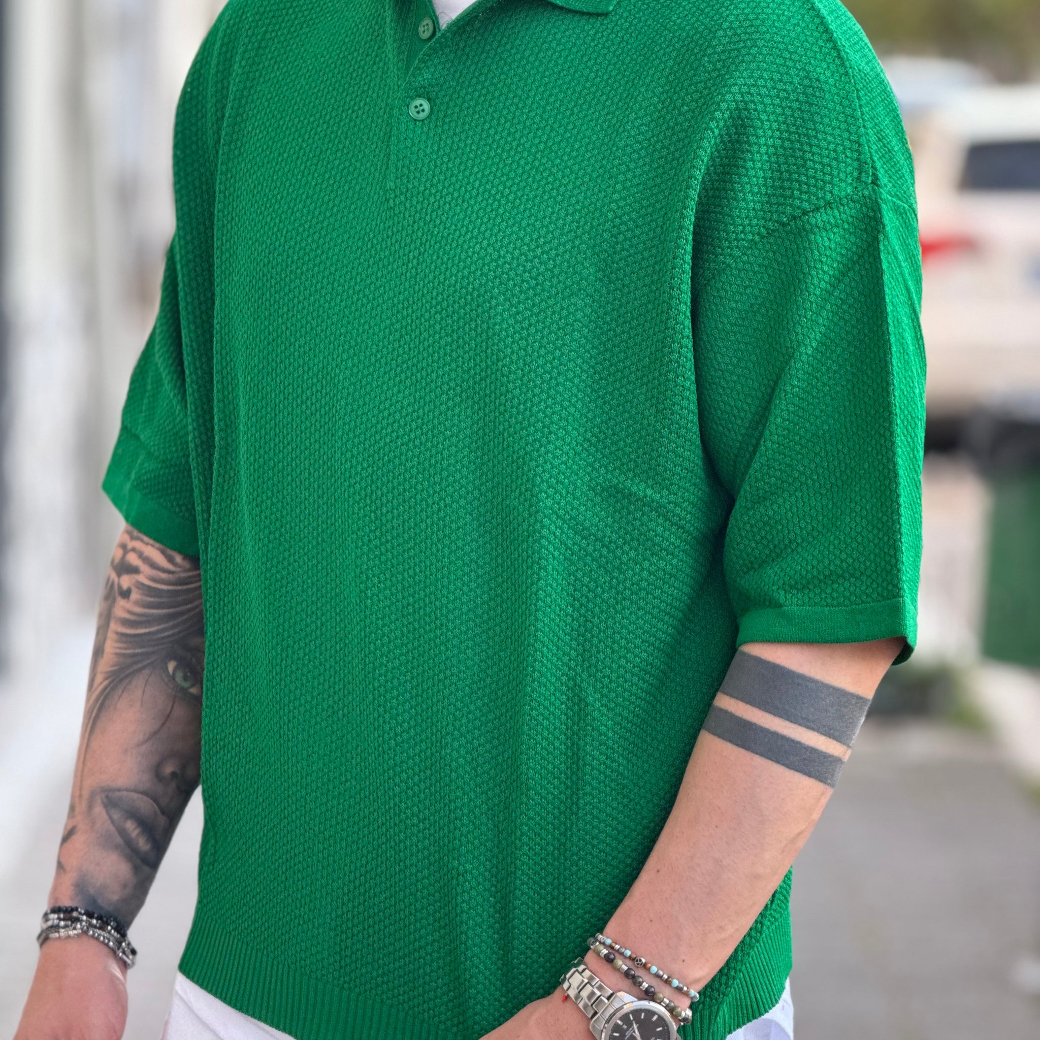 POLO OVERSIZE VERDE PRATO NEW JOB BRAND