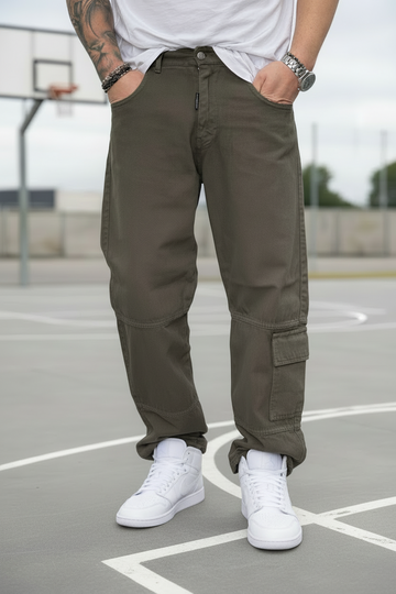 Jeans Alf30 verde militare con spacco  new job brand