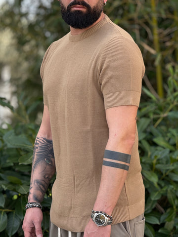 Shirt In Filo Camel New Job Brand