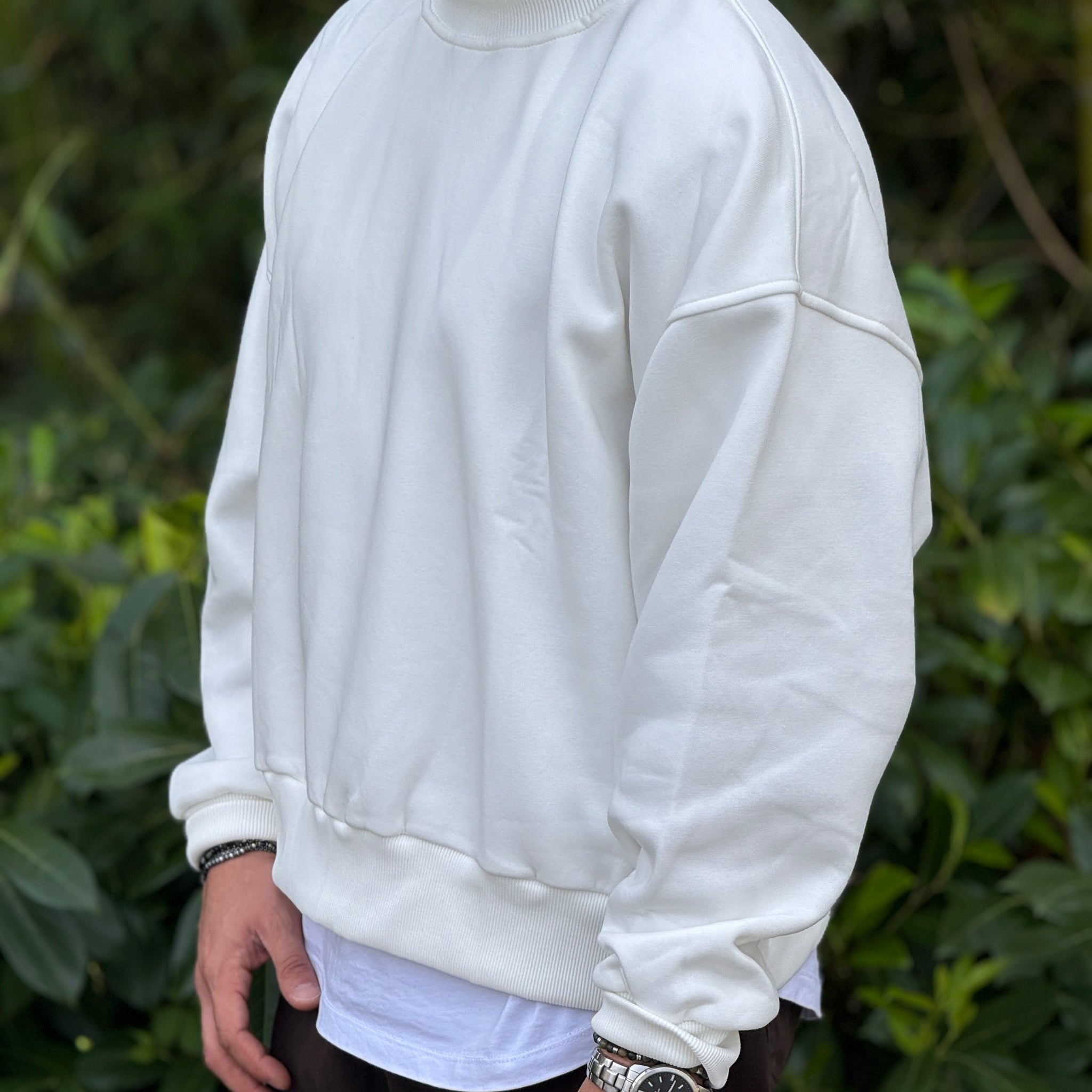 Felpa oversize  bianco latte new job brand