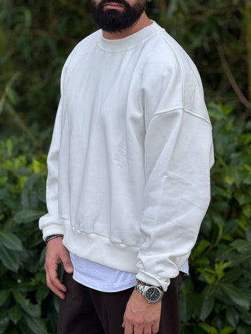 Felpa oversize  bianco latte new job brand