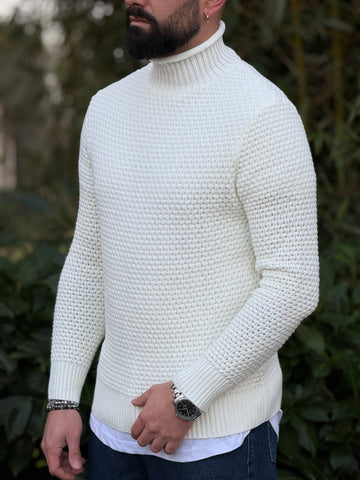 Pullover Mezzocollo bianco new job brand