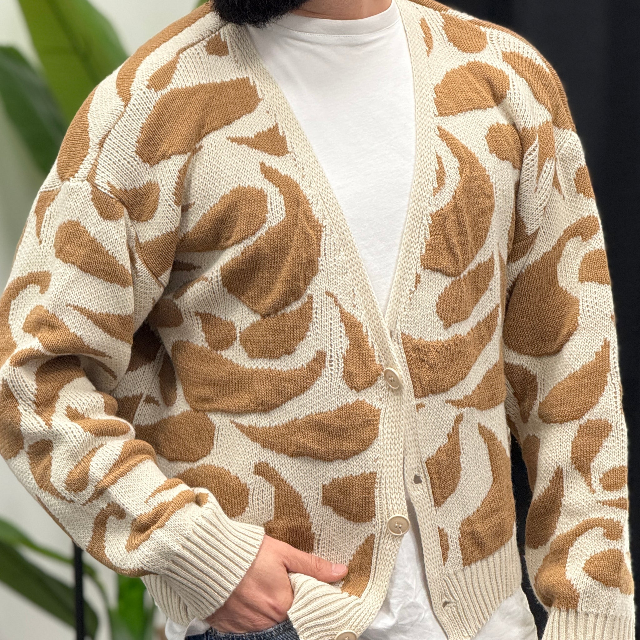 Cardigan maculato beige