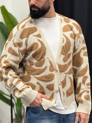 Cardigan maculato beige