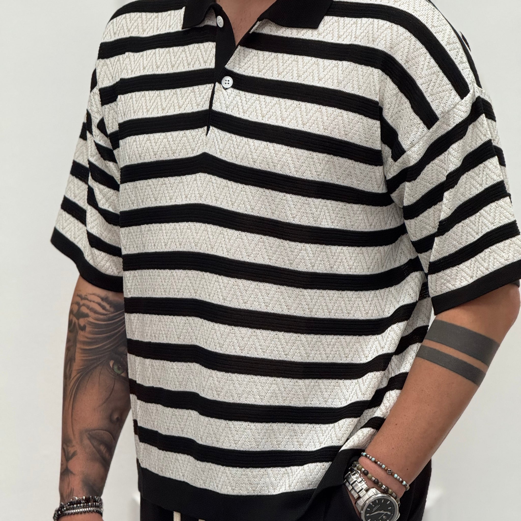 POLO OVERSIZE NERA/BEIGE  NEW JOB BRAND