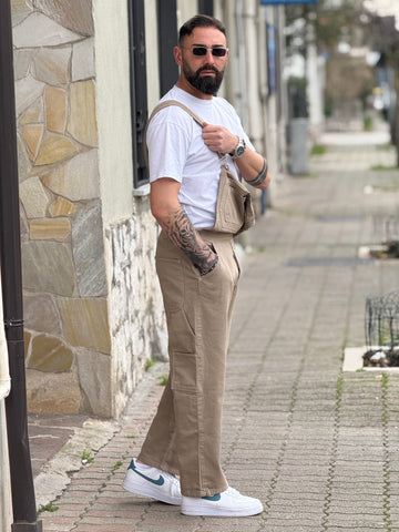 Salopette di jeans beige new job brand