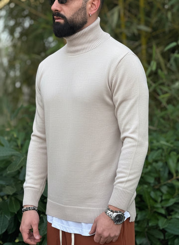 Pullover collo alto log fit beige  new job brand