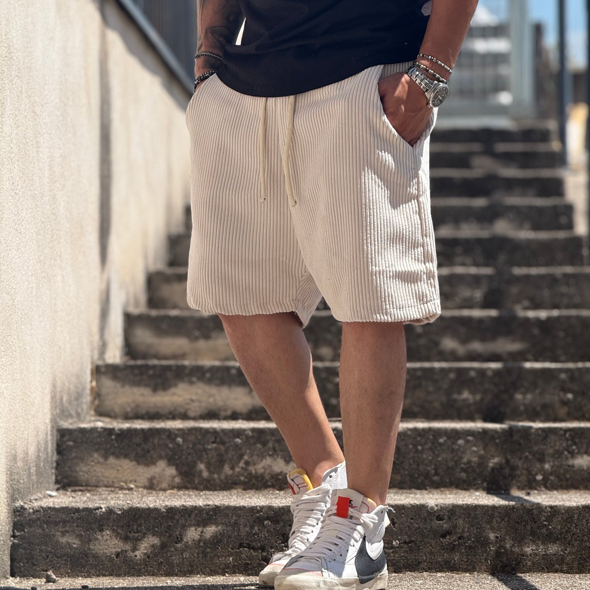 Bermuda VELVET avorio militare New job brand