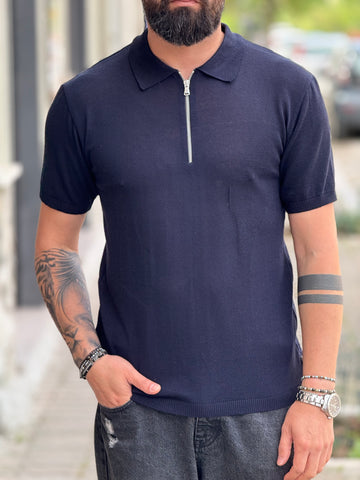 POLO ZIP IN FILO BLU NEW JOB BRAND