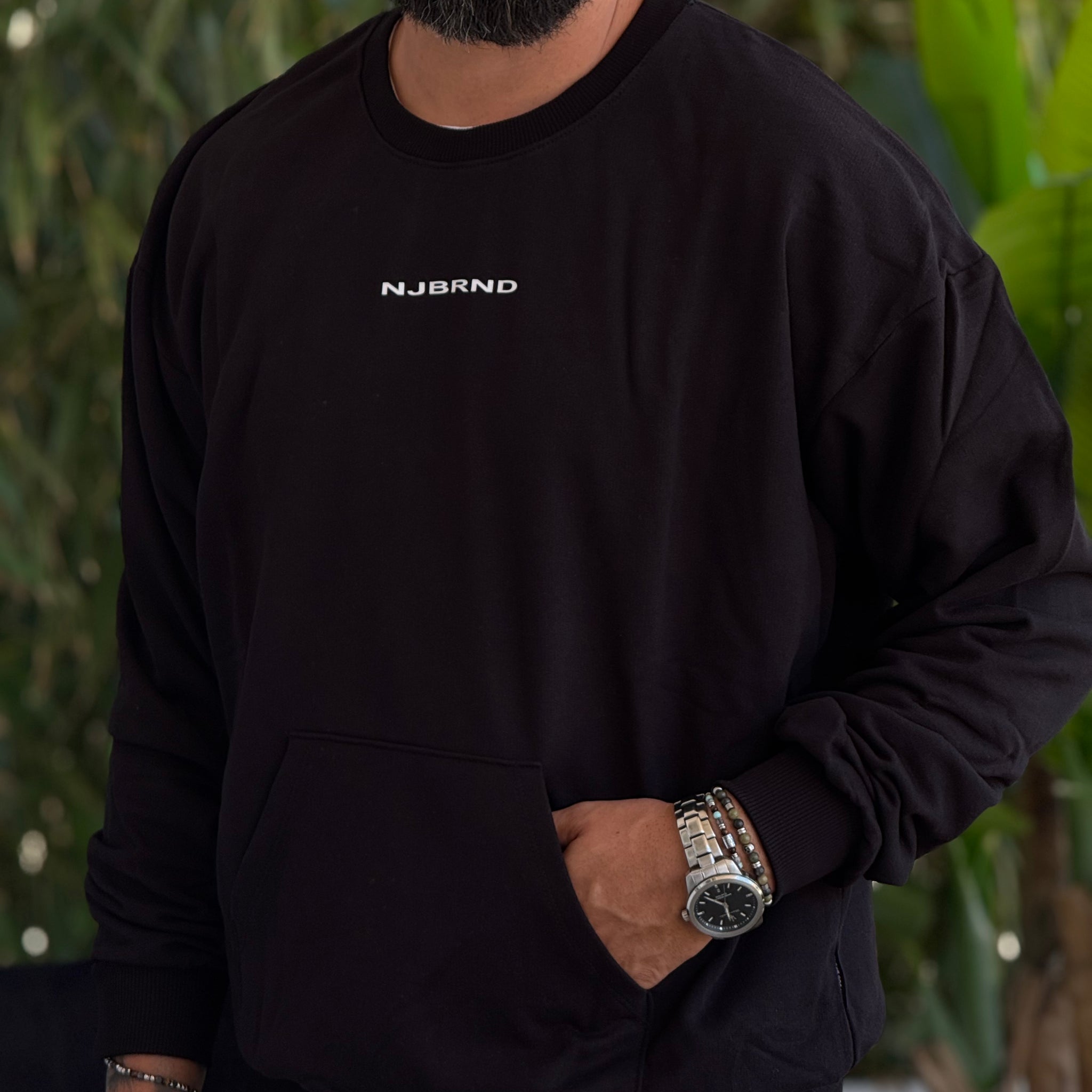 Felpa oversize nero logo new job brand