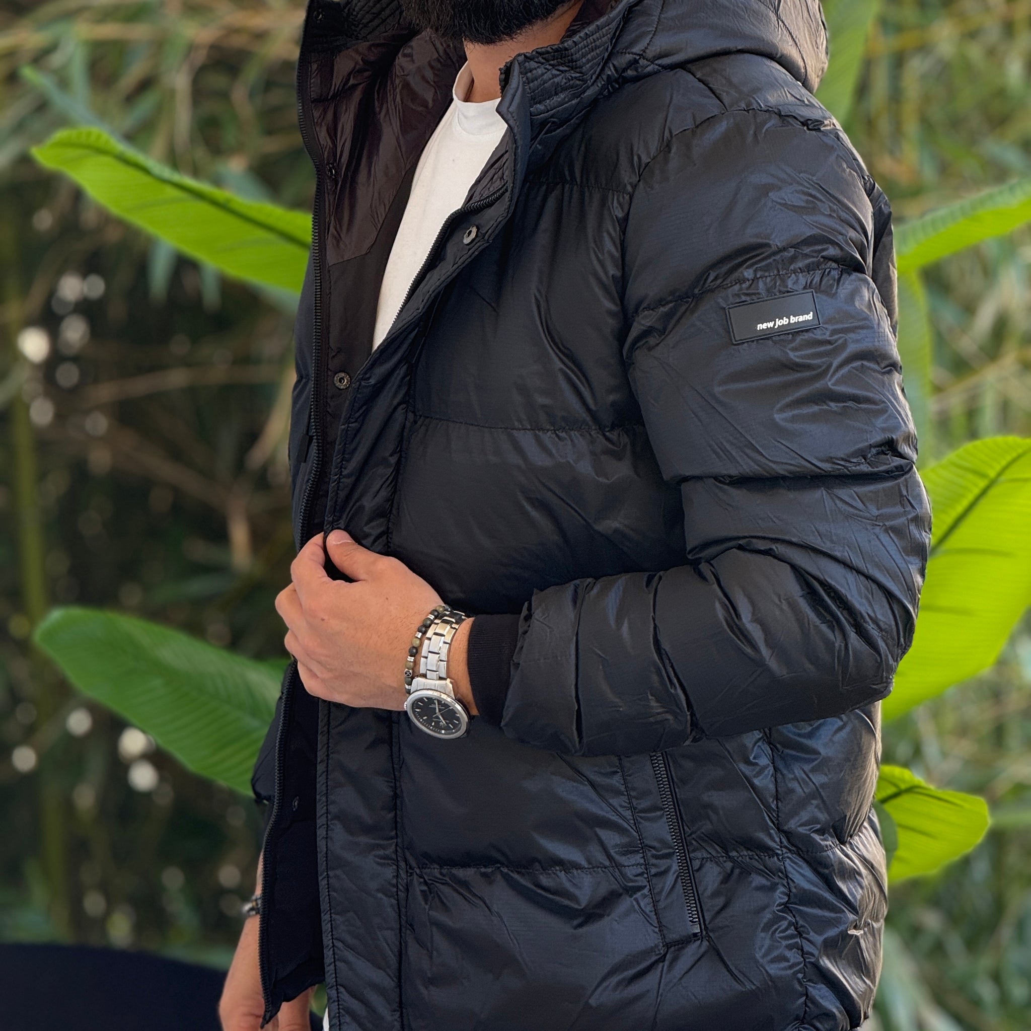 Bomber cappuccio nero new job brand