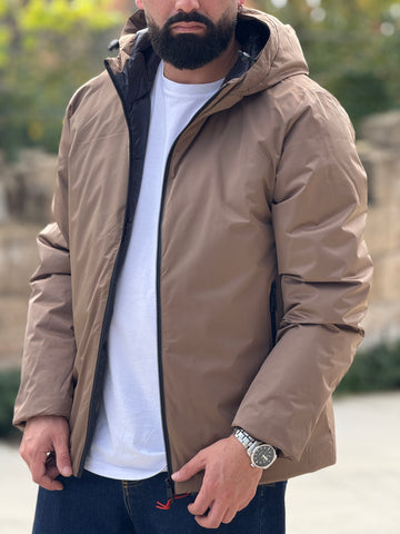 Giubbino tecnico cappuccio tabacco guy