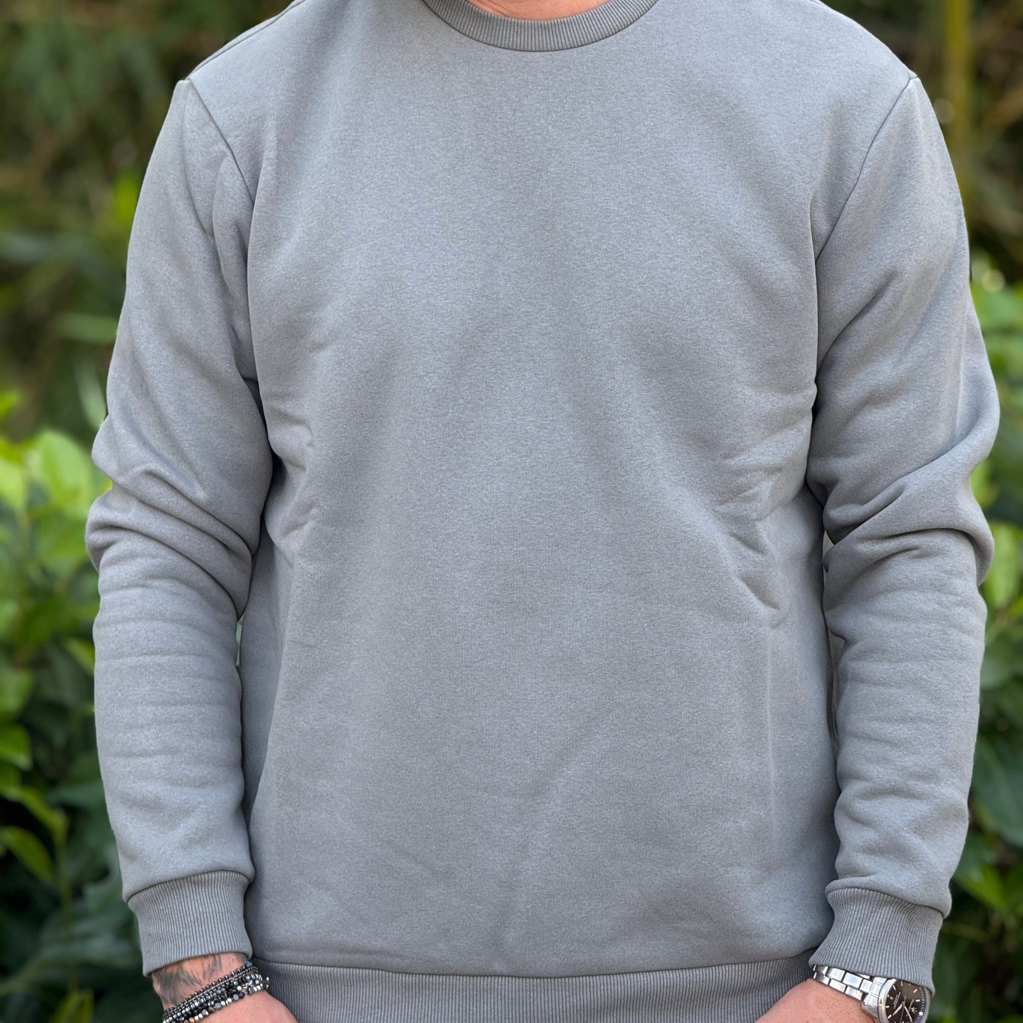 Felpa basic girocollo grigio