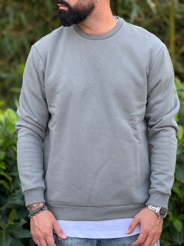 Felpa basic girocollo grigio