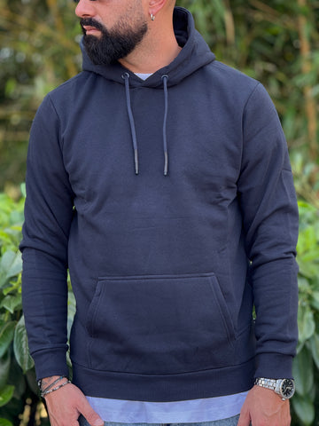 Felpa basic cappuccio blu