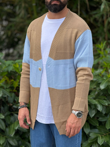 Cardigan b/color tabacco celeste New Job Brand